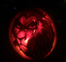 Halloween pumpkin carving of Scar from Lion King